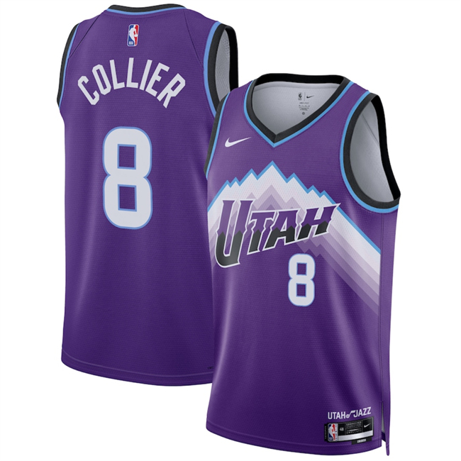 Men's Utah Jazz #8 Isaiah Collier Purple 2025 Icon Edition Stitched Basketball Jersey